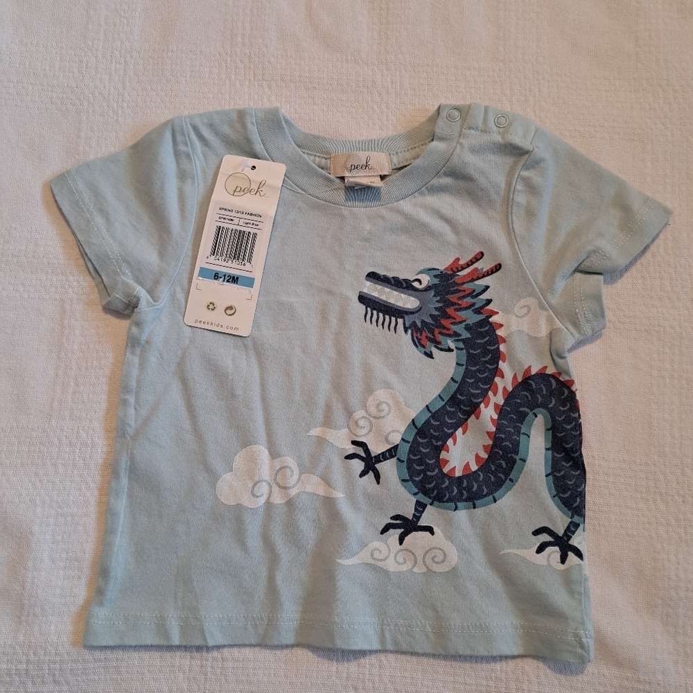 Peek boys or girls 6-12 months dragon short sleeve shirt, NWT